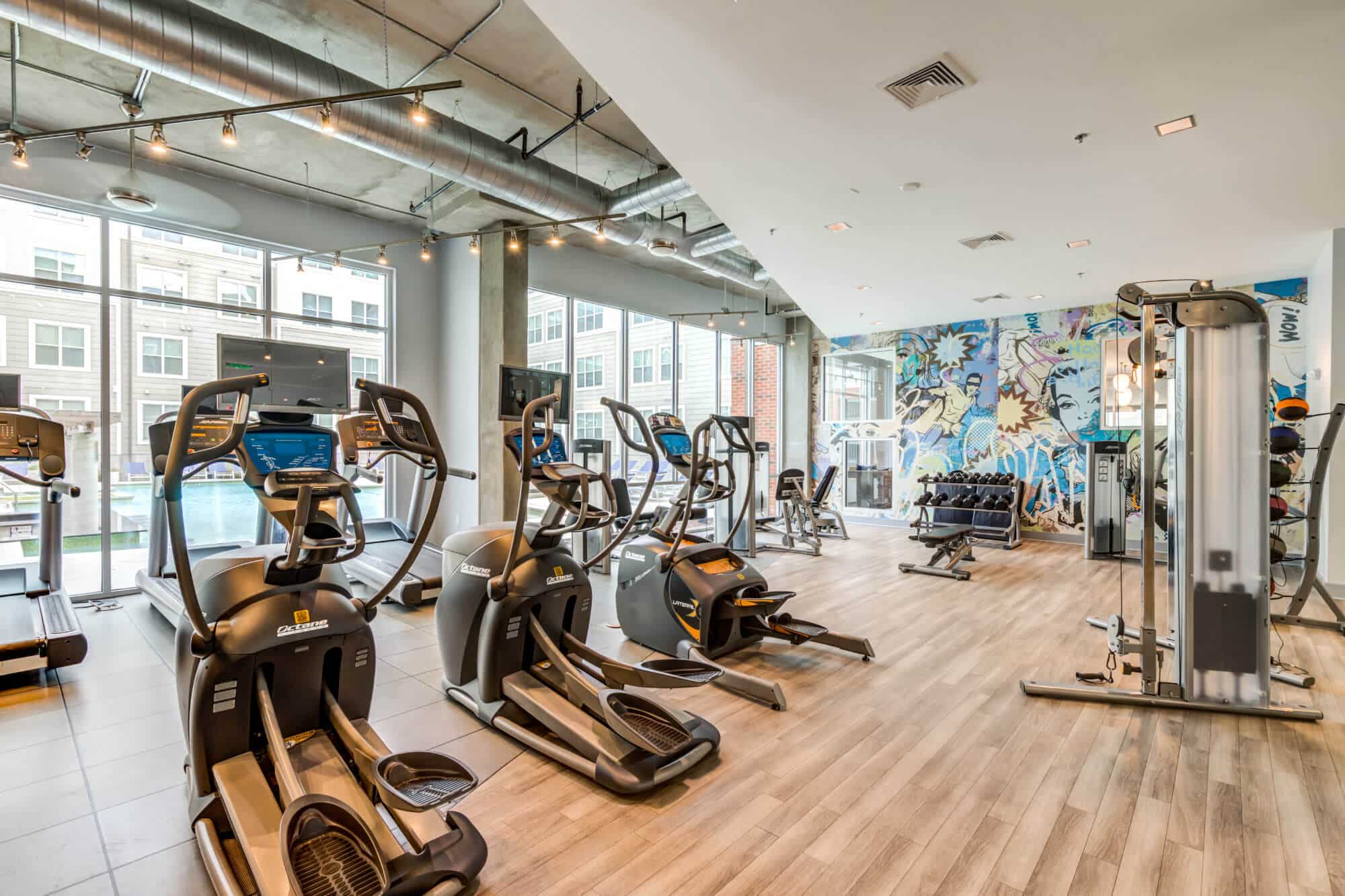 the boundary at west end off campus apartments near east carolina university ecu resident clubhouse fitness center